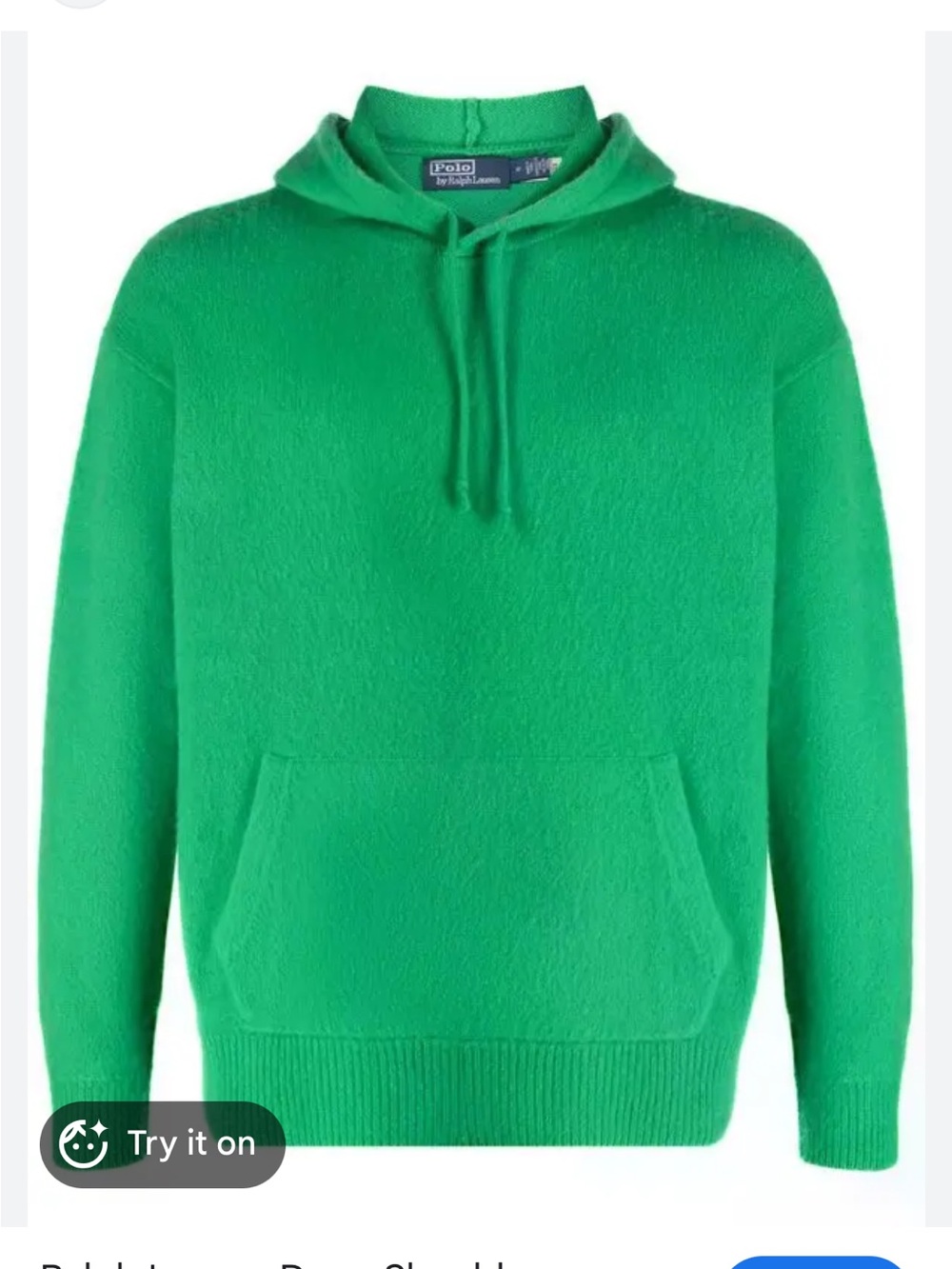 Polo Ralph Lauren green washable cashmere wool blend sweater hoodie